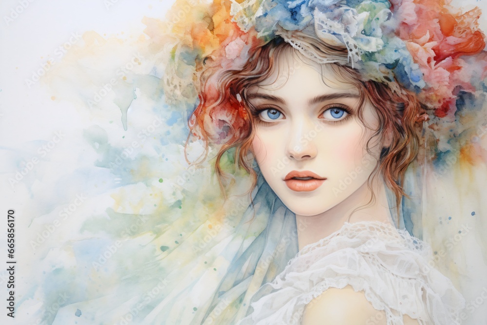 Fototapeta premium Painting of a young girl