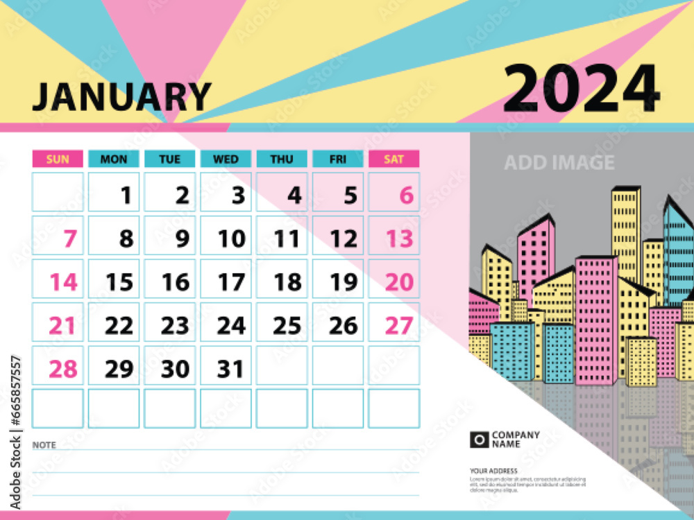 January 2024 template - Calendar 2024 year design, Desk calendar 2024 ...