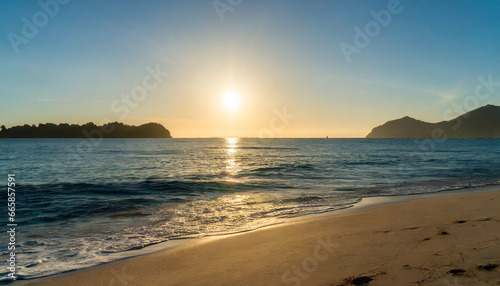 ocean sunrise over the tropical sea shore and exotic island beach © Enzo