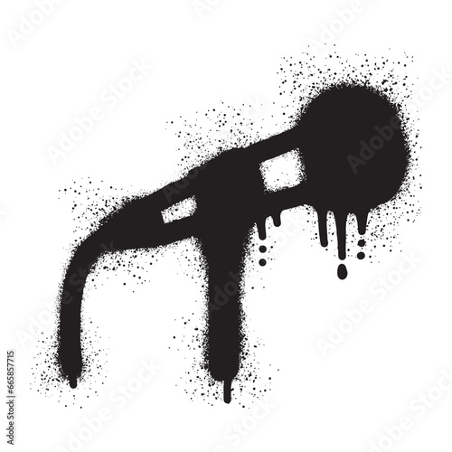 Microphone graffiti with black spray paint	