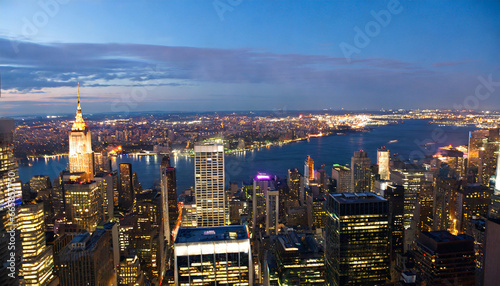 panoramic view on manhattan at night new york usa