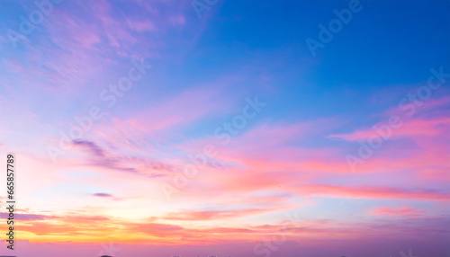 pink sky with clouds at beautiful sunset as natural background