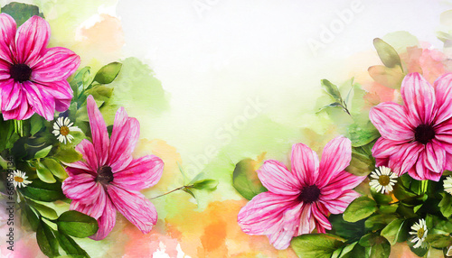 watercolor festive background with flowers ai generated