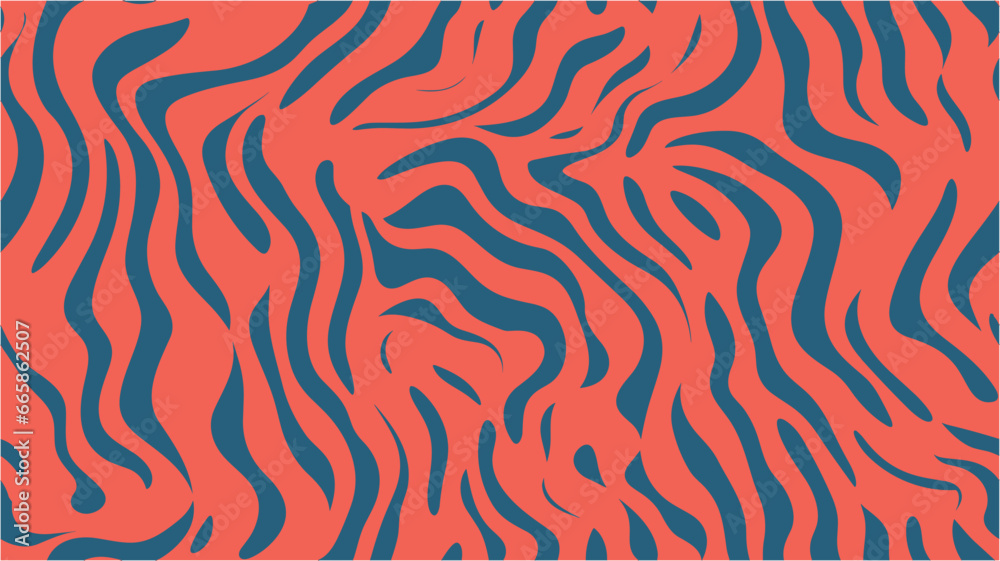 Fototapeta premium Wavy lines. Hand drawn psychedelic colorful background. Vector animal skin print. An illustration of abstract oil paint. Ethnic backdrop. Abstract background with colorful wavy line pattern.