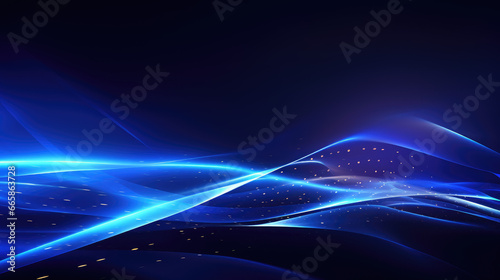 Dark blue background with glowing lines, ray tracing