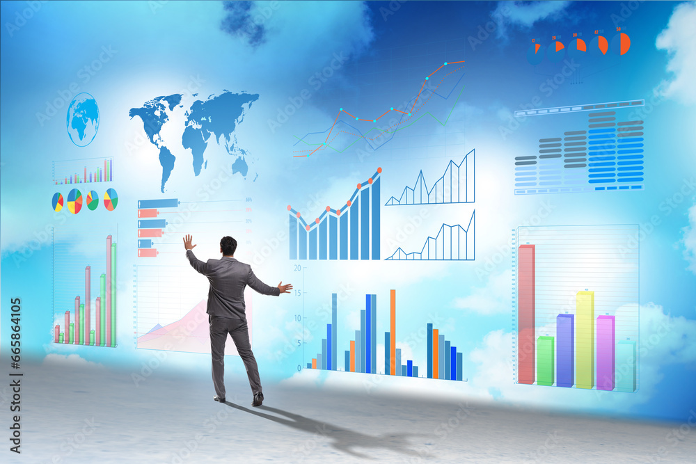 Businessman in visual analytics business concept Businessman in visual analytics business concept
