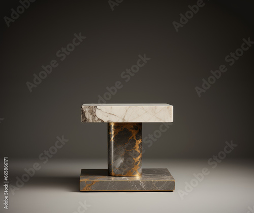 Pedestal for display, Blank Product Stand in Stone and Gold for multiple items