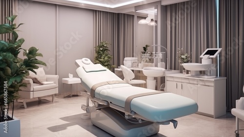 Dermatology and beauty clinic treatment Interior decoration for VIP customers by expert dermatologists. Beauty salon  spa  massage with equipment to to help relax  physiotherapy  relaxing massage.