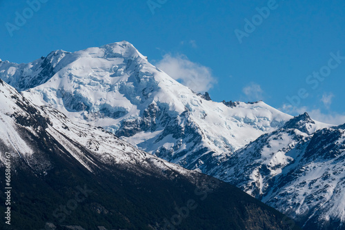 Beautiful mountain full of snow in the summit. Patagonia, Argentina.