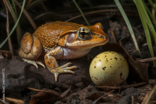 Tailed amphibian with eggs. Generative AI