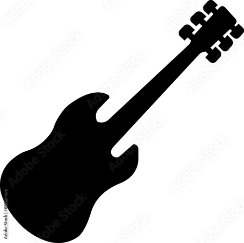 Black Guitar icon. Acoustic musical instrument sign Isolated on Transparent background. Music symbol Modern, simple flat icon for web site or mobile app.