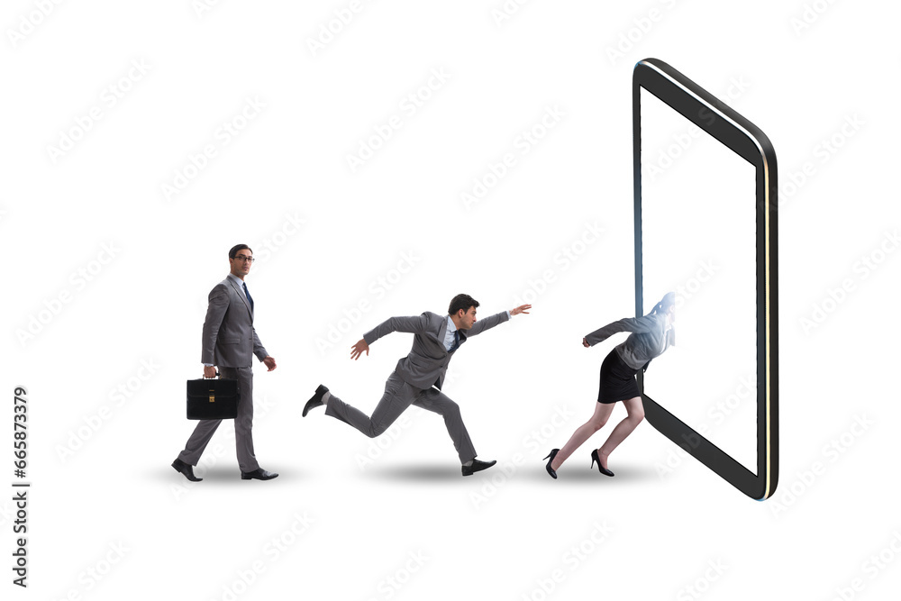 Mobile phone addiction with businessman
