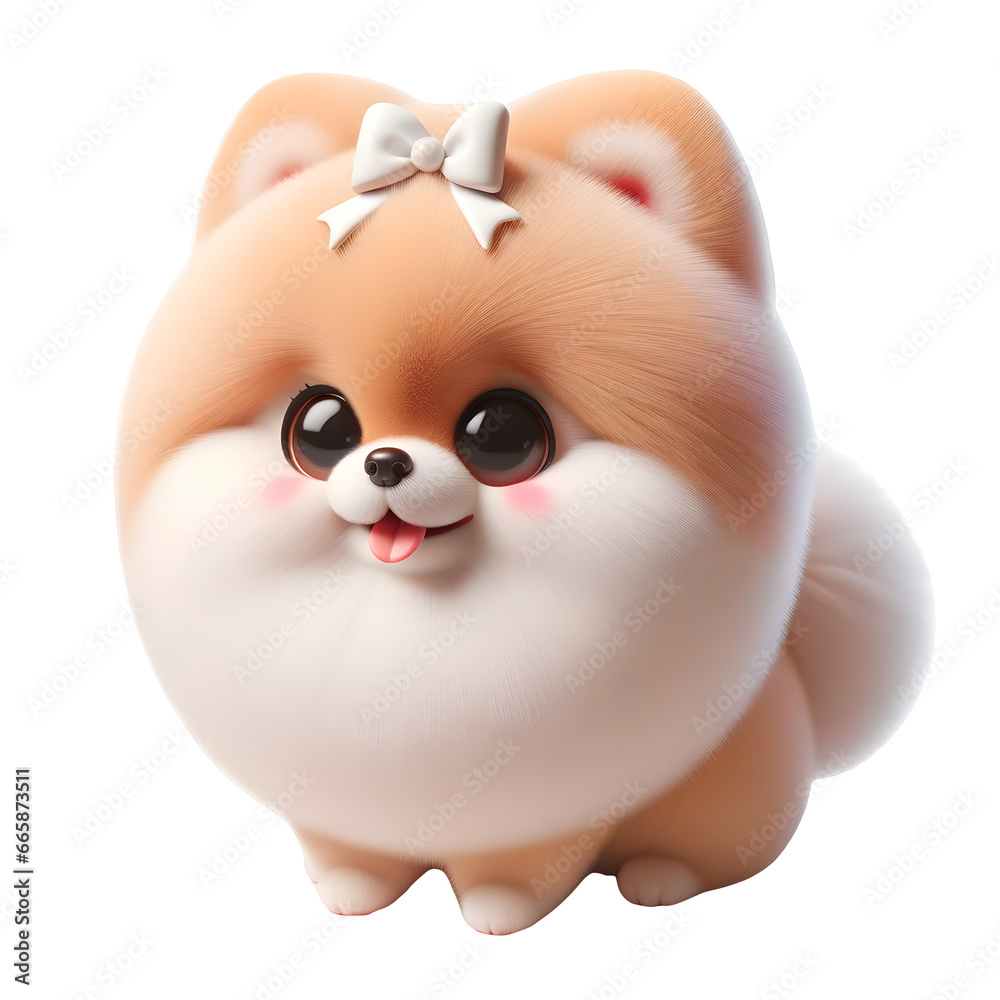 3D Animated Adorable Pomeranian with Tiny Bow 3D Animated Adorable Pomeranian with Tiny Bow