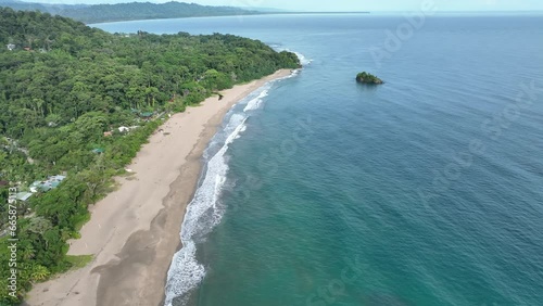 Lush tropical Caribbean Coast of Limon in Costa Rica -aerial views of Cocles, Punta Uva, Playa Chiquita and Manzanillo