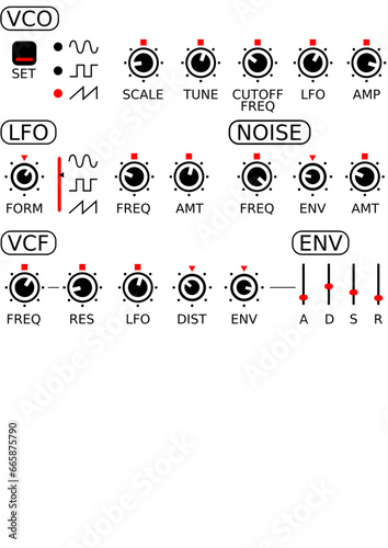 Synthesizer Oscillator VST Regler Grafik freigestellt Vektor photo