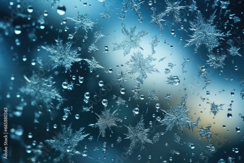 Ephemeral snowflakes delicately settling on a frosty windowpane.