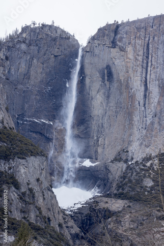 Yosemite Falls with ice and snow