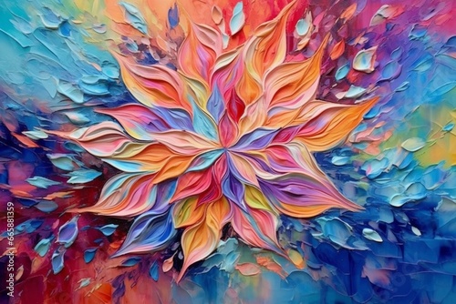 vibrant floral abstract, 3D wall art, contemporary print canvas. Generative AI