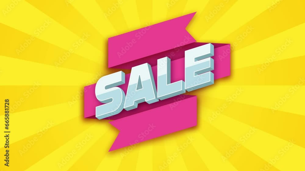 Sale title animated yellow pink banner yellow Background Sale title animated yellow pink banner yellow Background