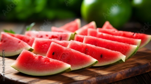Vibrant, freshly sliced watermelon on a hot day 