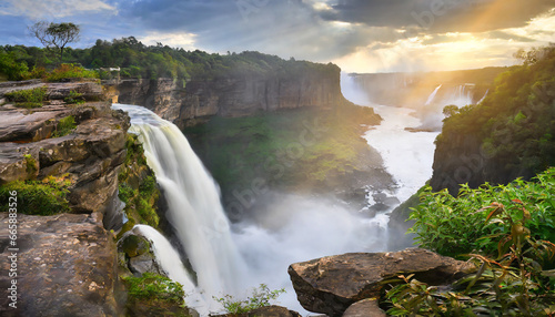 Dramatic Scenery Cliffs Edges and the Power of Raging Waterfalls