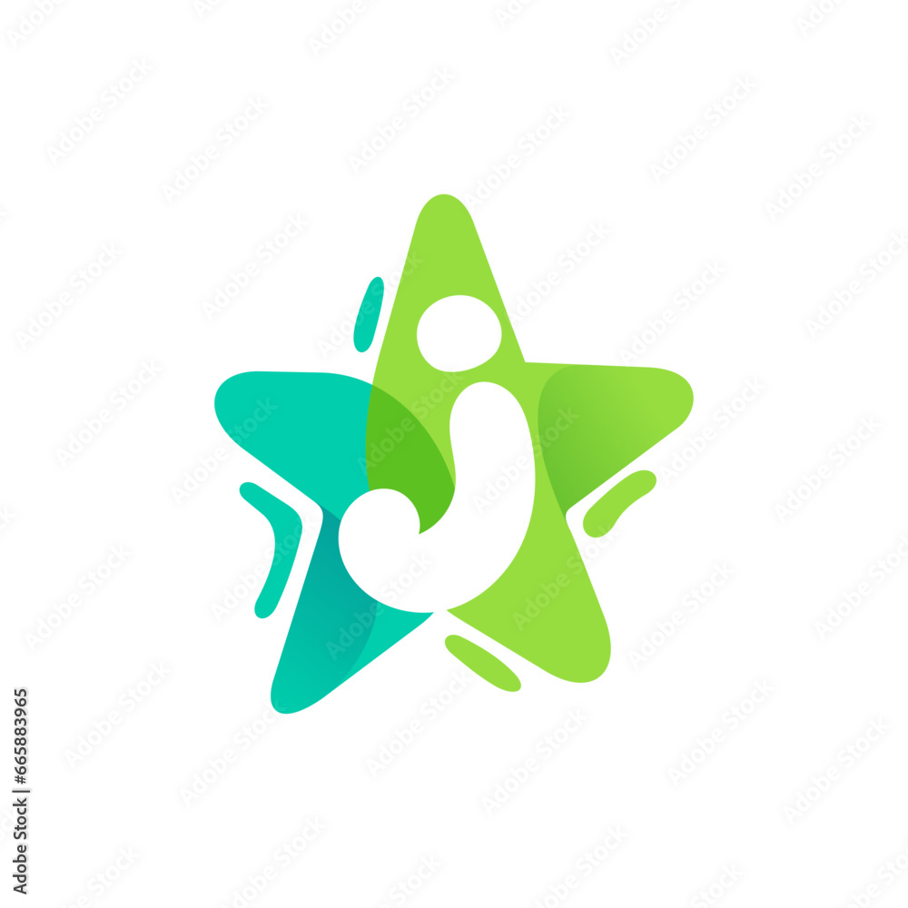 letter J logo design, letter J with Star combination flat design logo template element. letter J logo design, letter J with Star combination flat design logo template element.