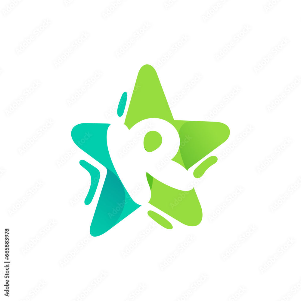 letter R logo design, letter R with Star combination flat design logo template element.