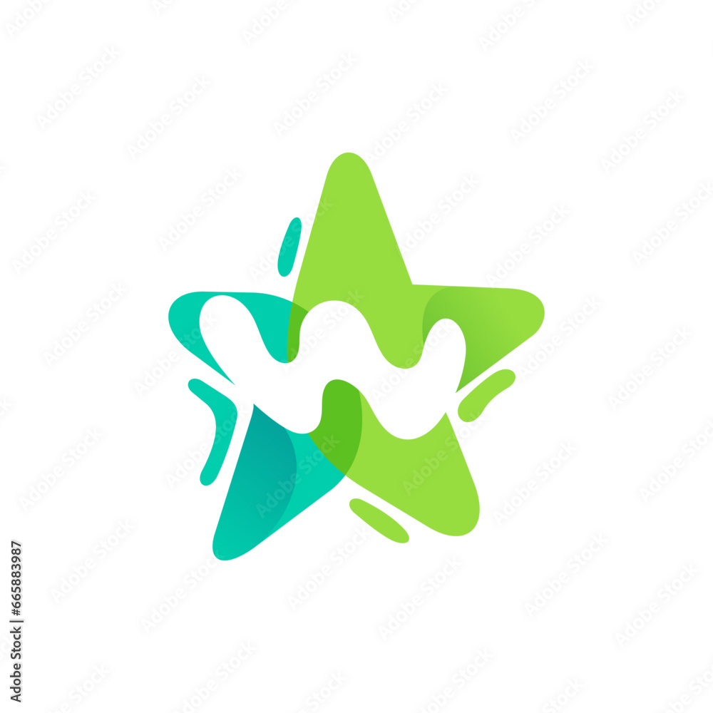 letter W logo design, letter W with Star combination flat design logo template element. letter W logo design, letter W with Star combination flat design logo template element.
