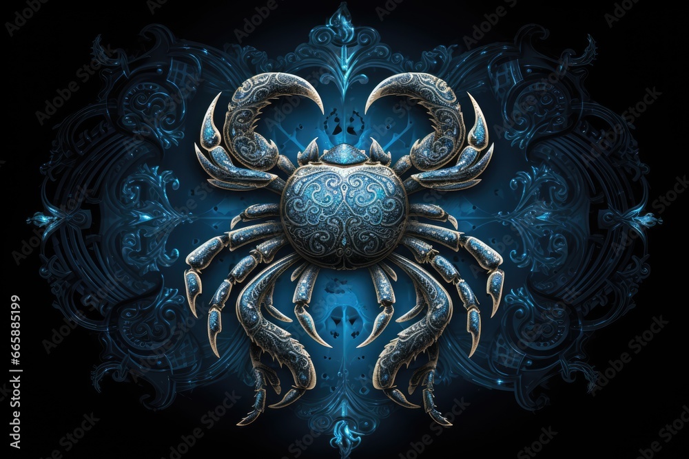 Zodiac Cancer Symbol Cancer Crab Cancer is an astrological sign. The constellation of the Crab - obrazy, fototapety, plakaty 