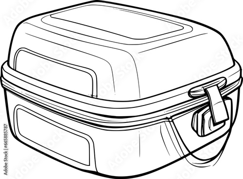 outline illustration of Lunchboox for coloring page