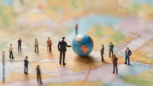人々のネットワーク。社会問題の解決。ミニチュアの人間｜network of people. Solving social problems. miniature human. Generative AI