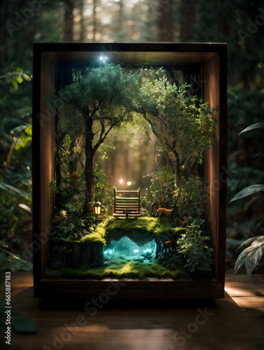 Beautiful Magical forest, ForestMysteries, FairyTaleLand, The Sorcerer's Sanctuary: A Hidden Haven, Ai generated image photo