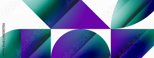 Serene gradient template. Circles and triangles mingle in minimalist perfection. Gentle fusion of forms and hues creates balanced yet captivating backdrop, embodying modern sophistication