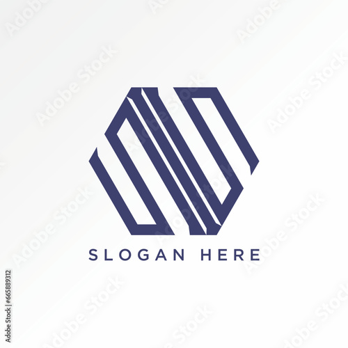 Φωτογραφία Logo design graphic concept creative abstract premium vector stock sign unique letter initial SIS font on line hexagon