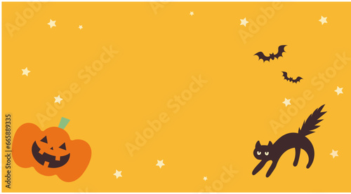 ハロウィンかぼちゃのかわいい背景フレームイラスト