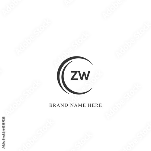 ZW logo. Z W design. White ZW letter. ZW, Z W letter logo design. Initial letter ZW linked circle uppercase monogram logo. © MdRakibul