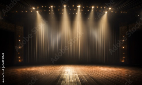 Empty Theater Stage with Spotlight and Wooden Floor © Demolab