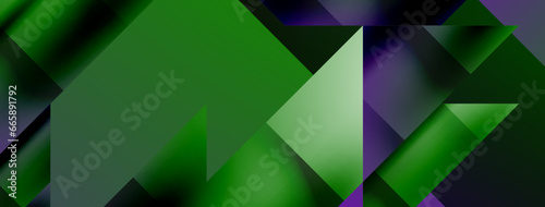 Vivid abstraction unfolds. Triangles in seamless harmony, composing dynamic geometric backdrop. Interplay of angles and hues forms captivating tapestry, evoking modernity and artistic allure