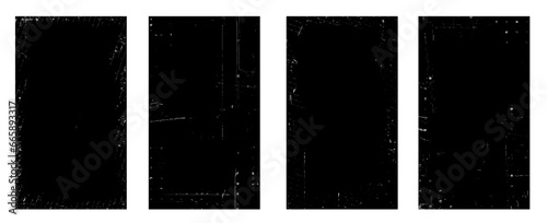 Black and white frame with grunge distress cover background. Dust particular cover set. photo frame vector illustrator.