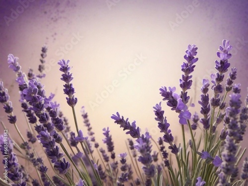 Textured background surrounded by lavender flowers  background image  generative AI