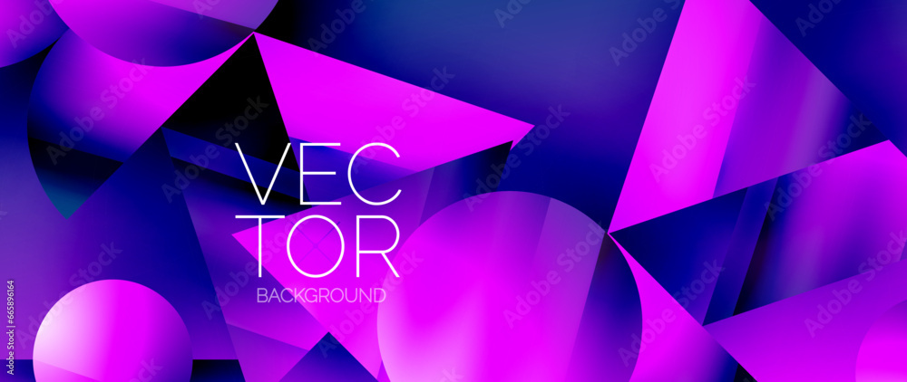 Obraz premium Captivating abstract backdrop composed of interlocking triangles and circles, forming an intriguing dance of shapes and patterns that exude both elegance and modernity