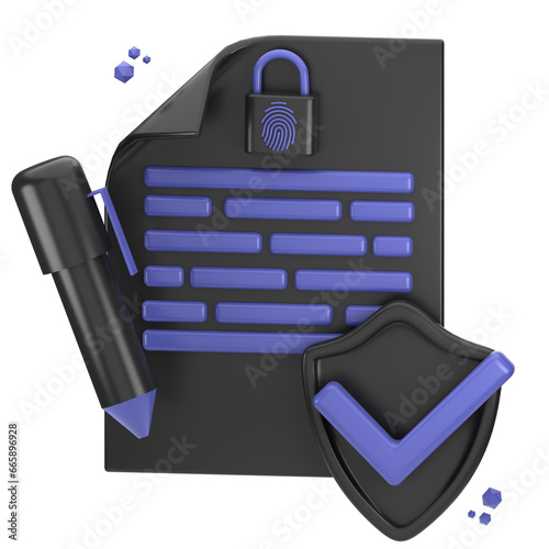 3d icon Security Policy, 3d illustration, 3d element, 3d rendering.