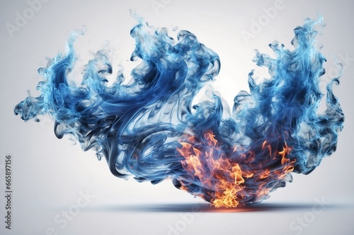 blue fire flame with smoke. Ai generative © AI Stocks