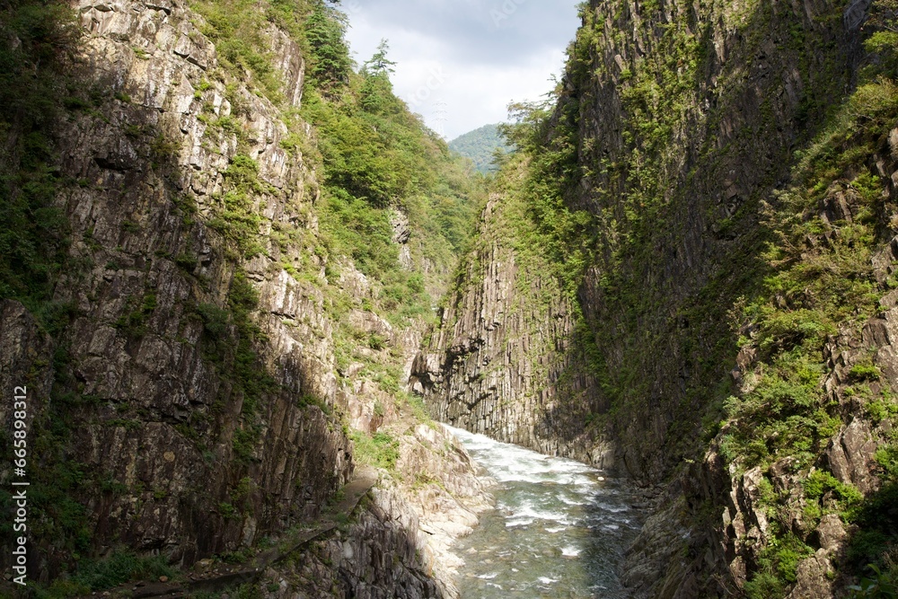 Scenery of rock surface and river in Kiyotsu Valley, Niigata Scenery of rock surface and river in Kiyotsu Valley, Niigata