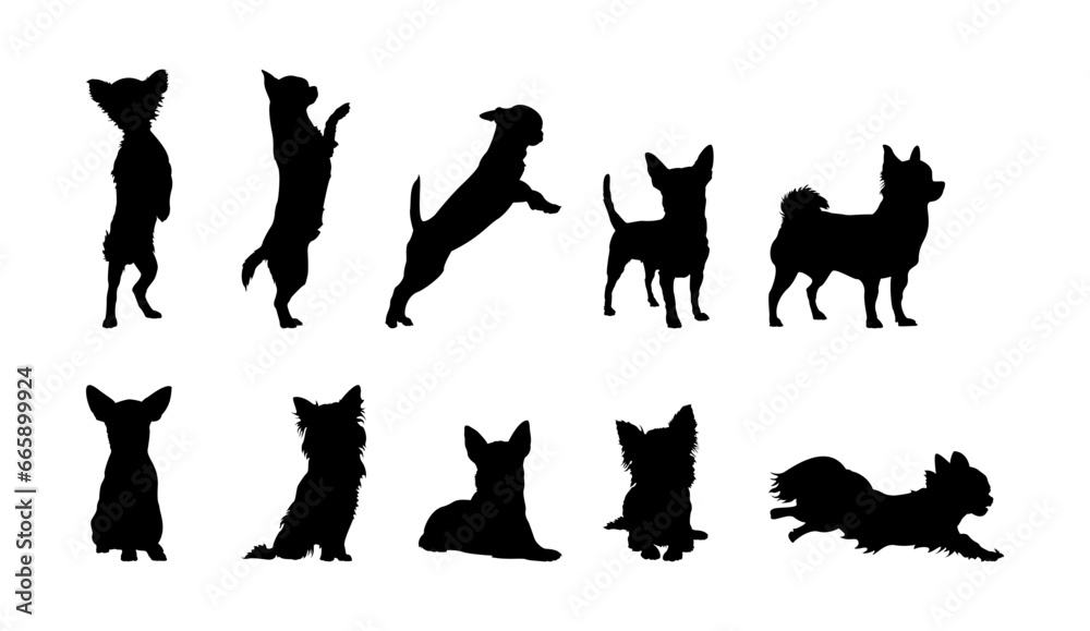 Set of Chihuahua Dog Silhouettes