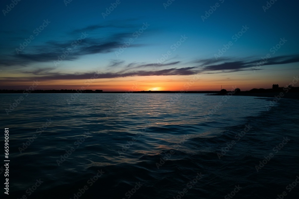 beautiful dusk over waters. Generative AI