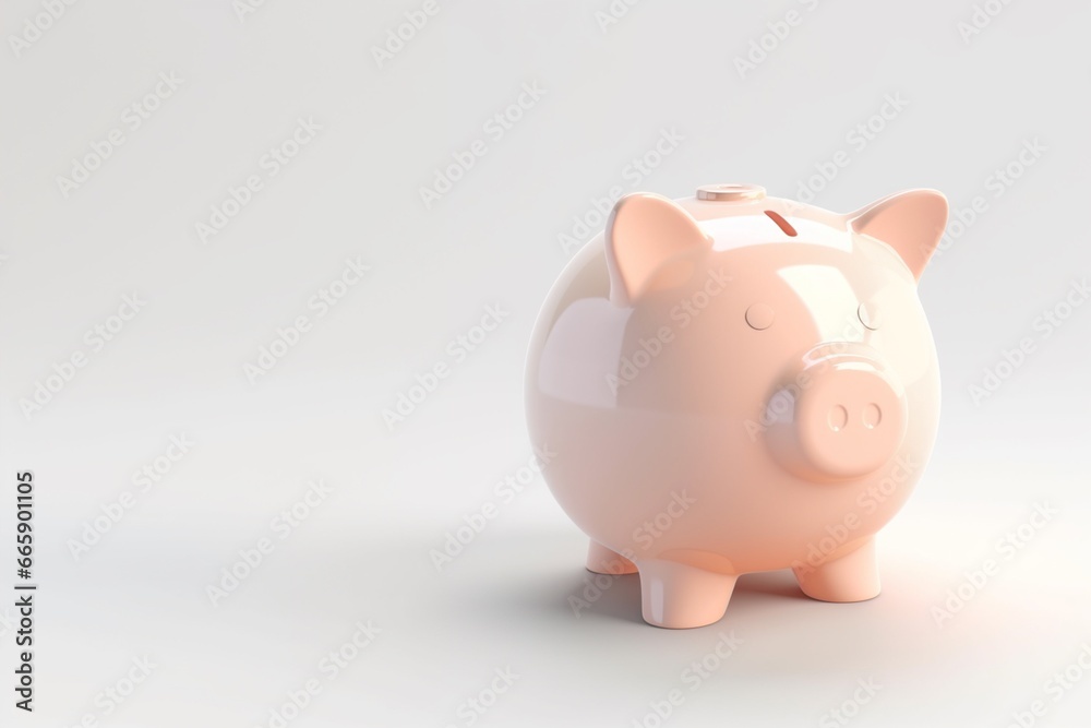 piggy bank with coins. Pastel background. 3D rendering. Financial and investment business concepts
