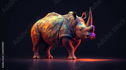 Image of rhinoceros with beautiful colors and light generative ai