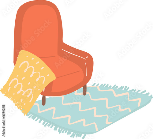 armchair with blanket living room photo