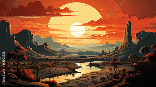 Professional Illustration of a Desert Landscape